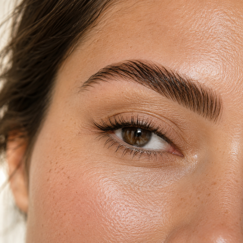 Laminated and tinted brows